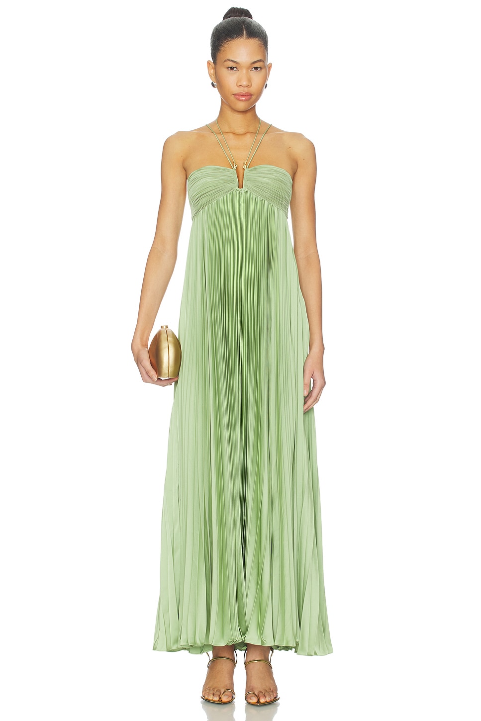AMUR River Pleated Gown in Rainleaf | REVOLVE