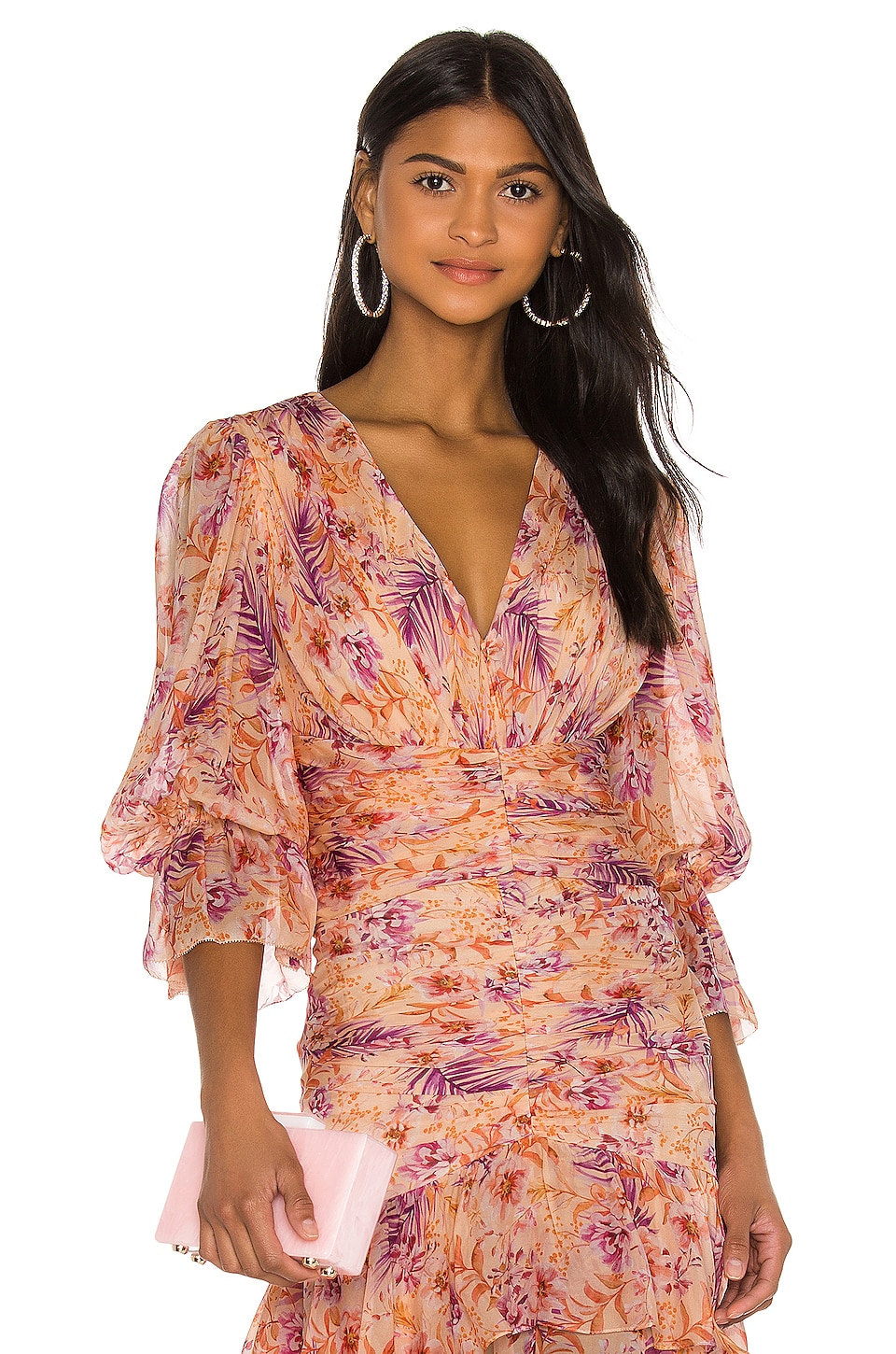 AMUR Gitana Top in Cantaloupe Rosa Floral