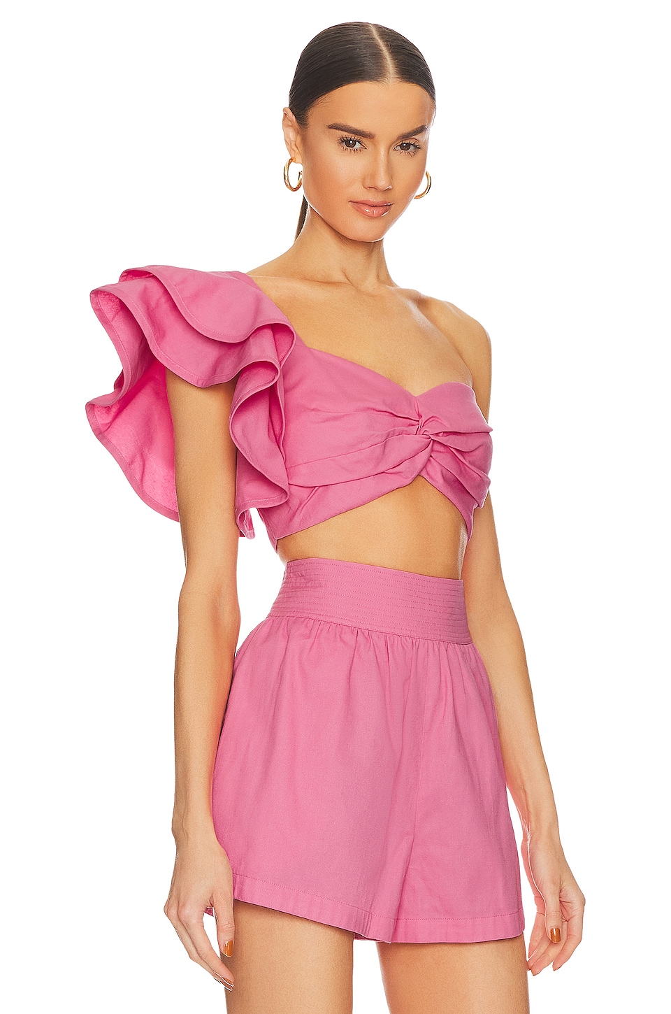 AMUR Zeha One Shoulder Bra Top in Calla Lily