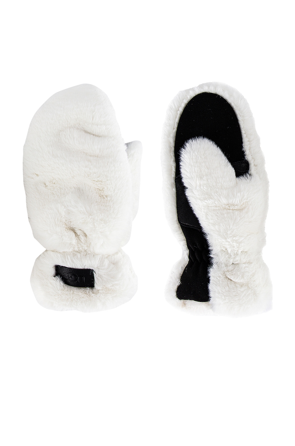 UGG All Over Faux Fur Mittens in Ivory