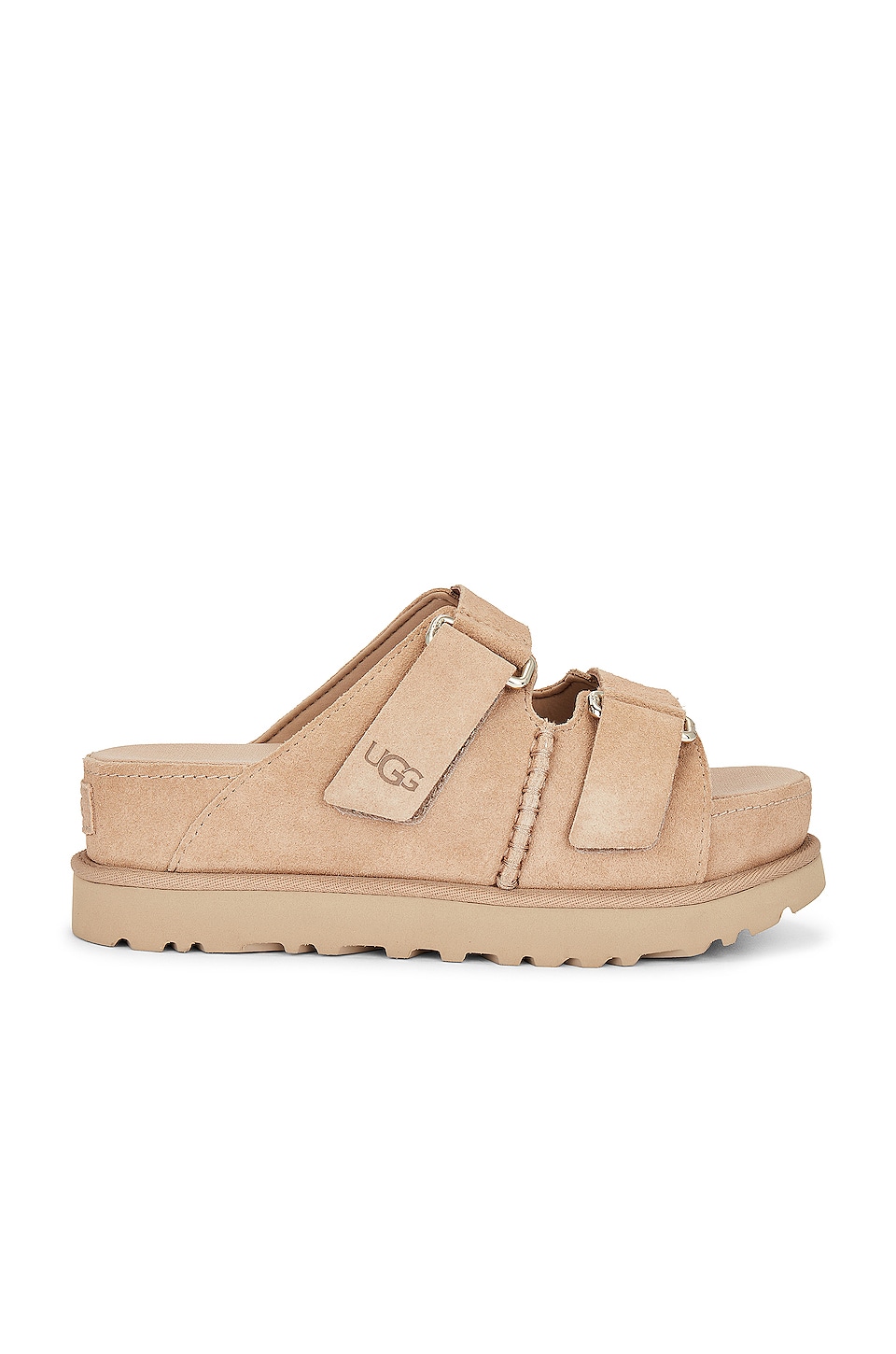 UGG Goldenstar Hi Slide Sandal in Sand | REVOLVE