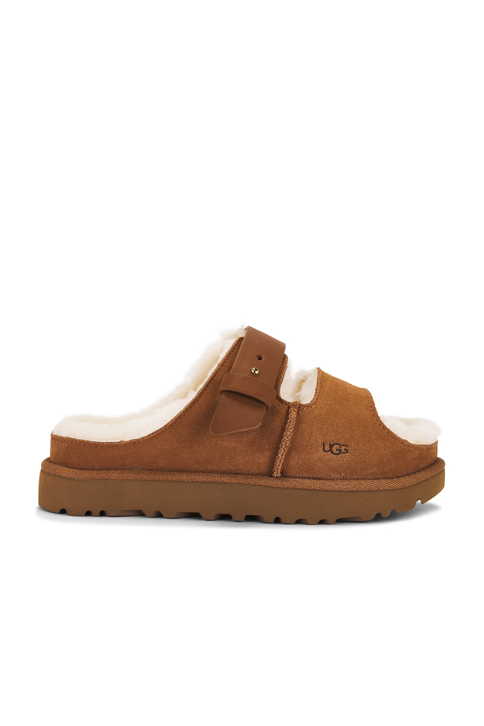 UGG Greenport Strap Slide in Chestnut | REVOLVE