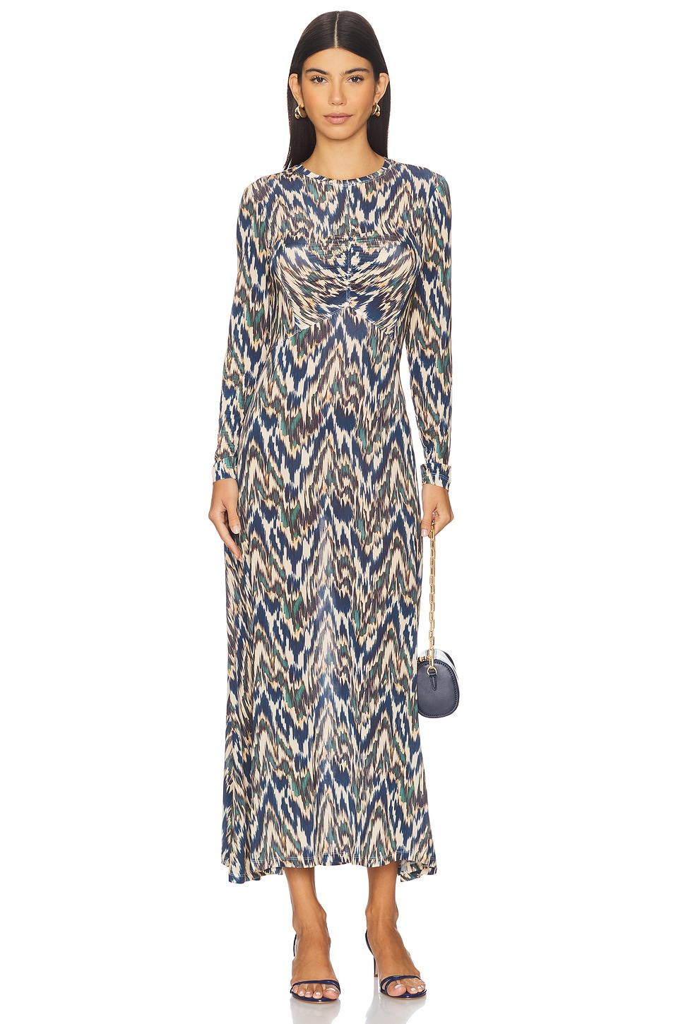 オールインワン・サロペット Ulla Johnson Naia Long Sleeve Ruched Midi Dress ULLA-JOHNSON_Naia-Long-Sleeve-