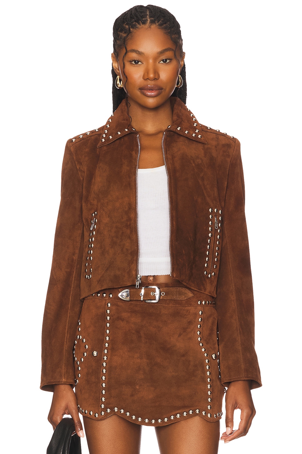 Understated Leather x REVOLVE Crazy Life Cropped Jacket in Chicory