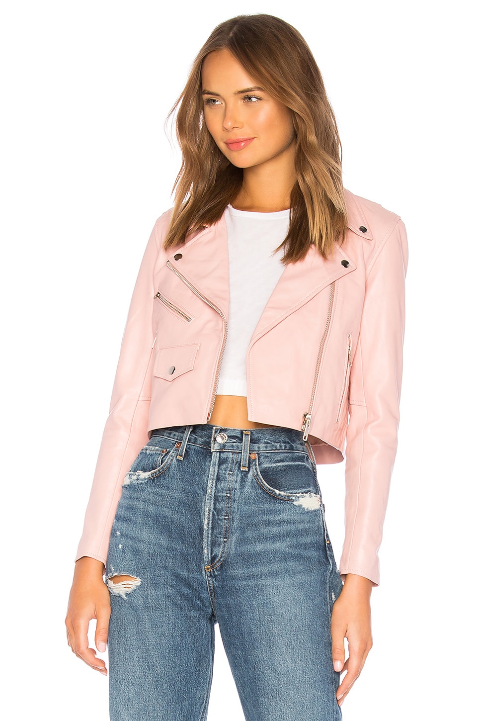 Understated Leather x REVOLVE Mercy Cropped Jacket in Pink | REVOLVE