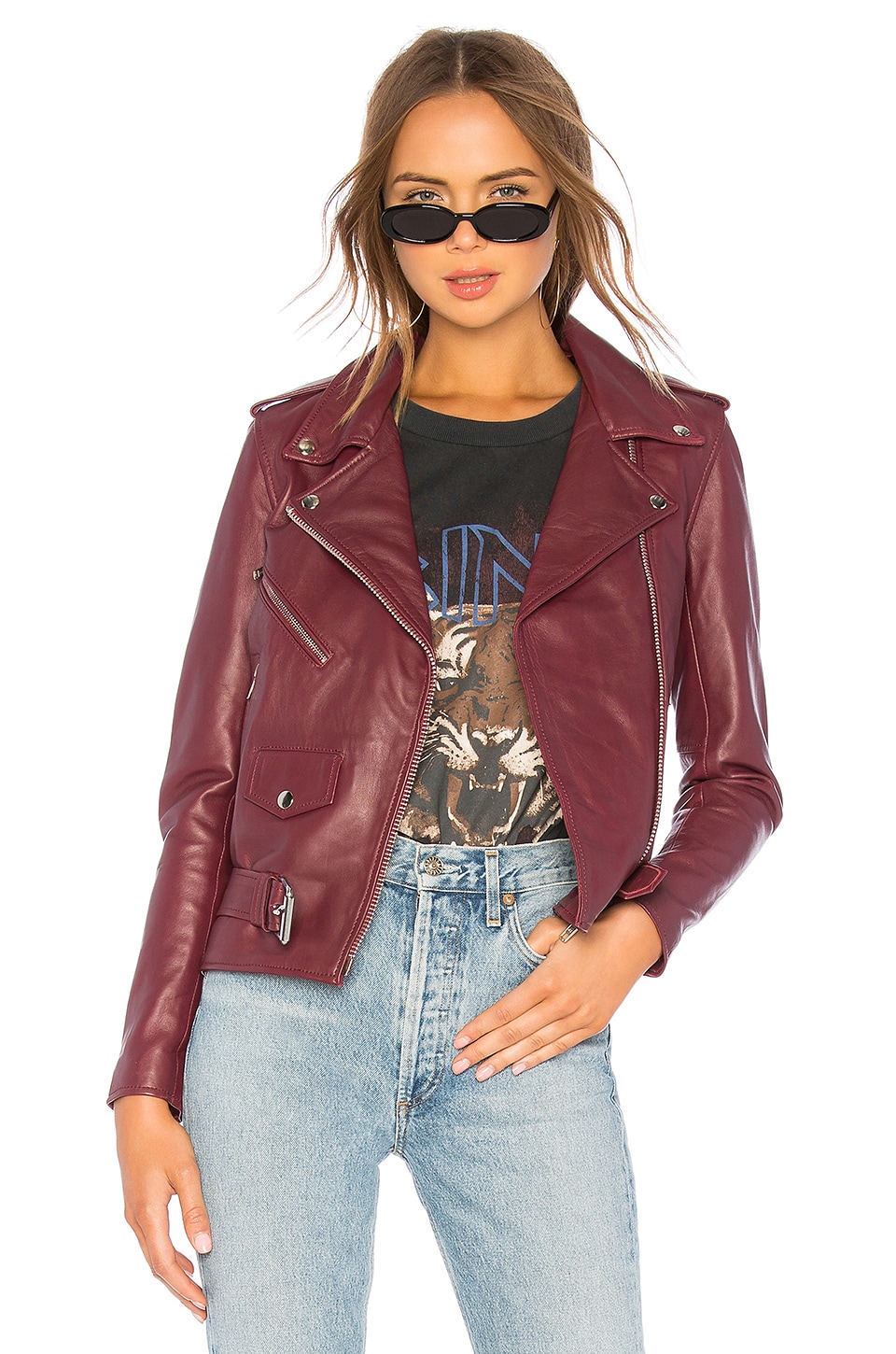 Understated Leather Lightweight Easy Rider Jacket in Burgundy | REVOLVE