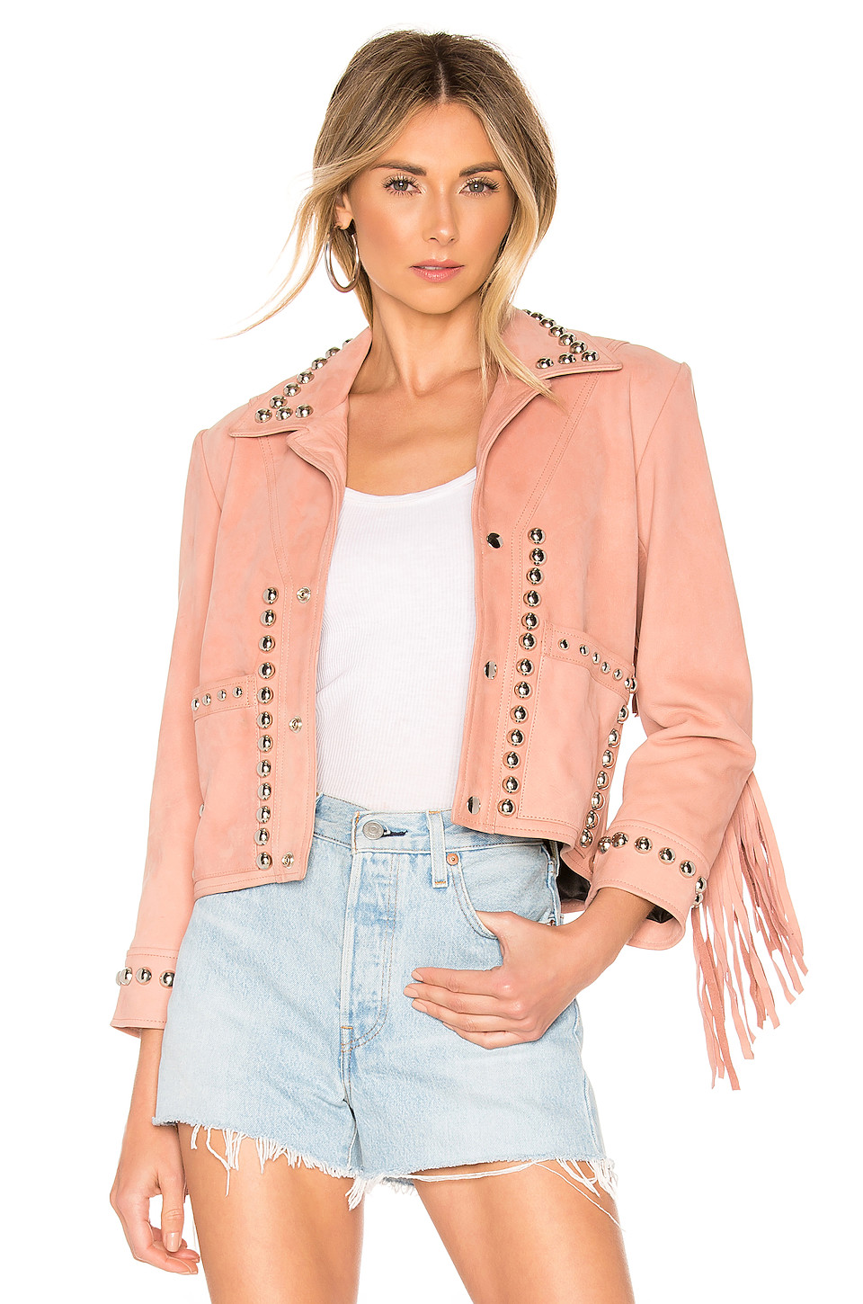 Understated Leather X REVOLVE Lil Darlin Jacket in Dusty Rose | REVOLVE