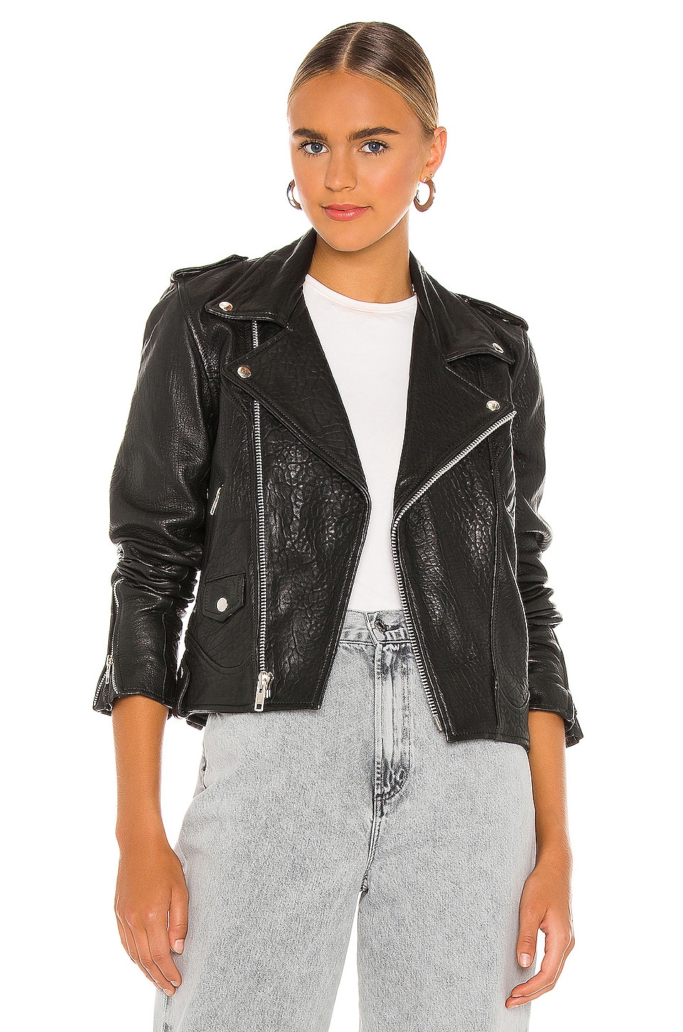 Understated Leather Cropped Slick Jacket in Black | REVOLVE