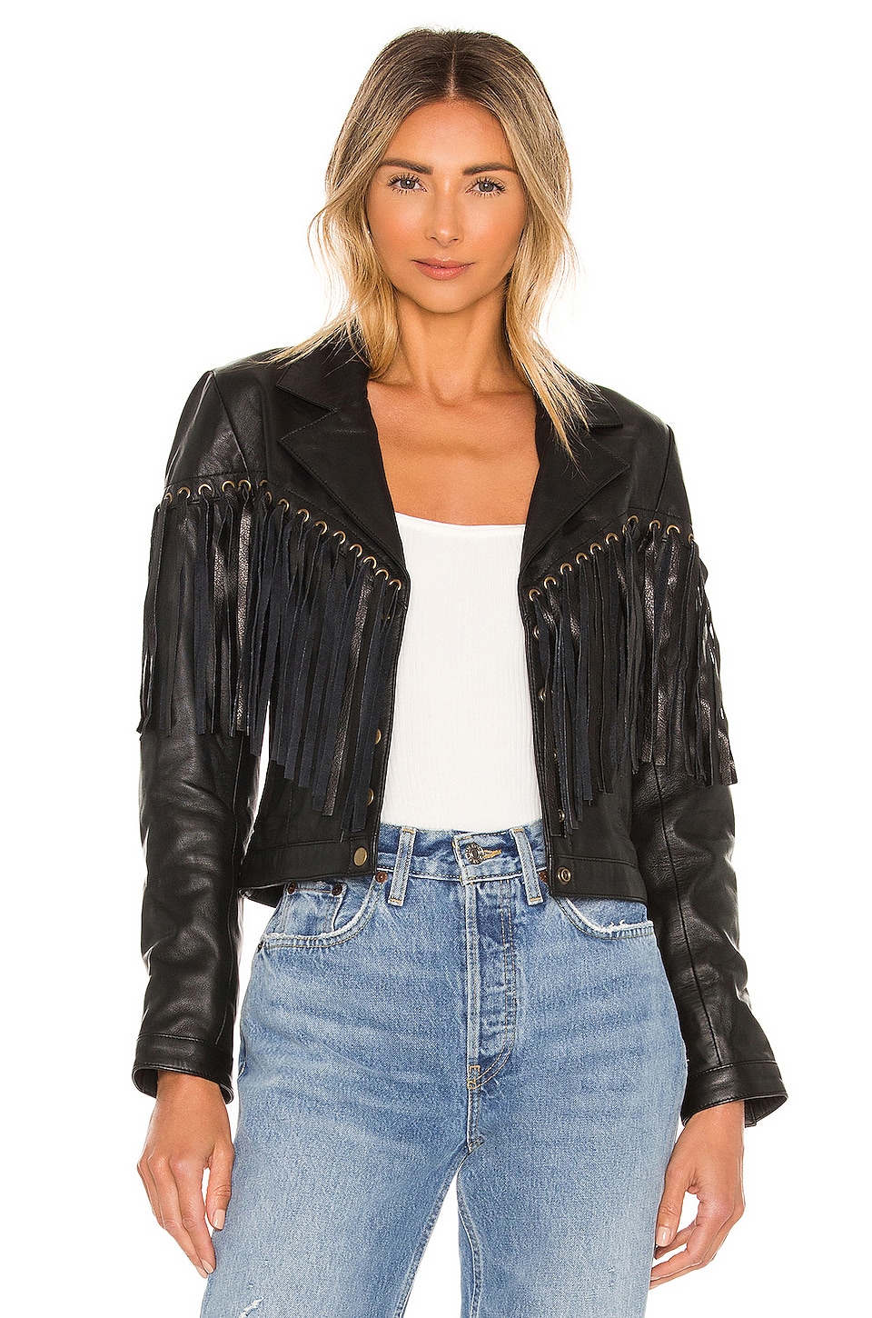 Understated Leather Motive Jacket in Black