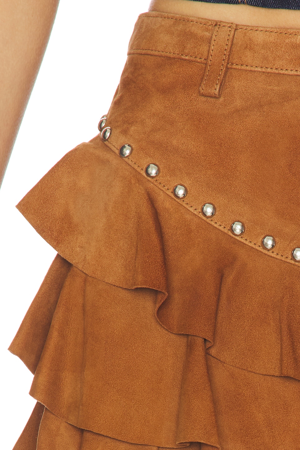 Understated Leather x REVOLVE Frill Mini Skirt in Brown | REVOLVE