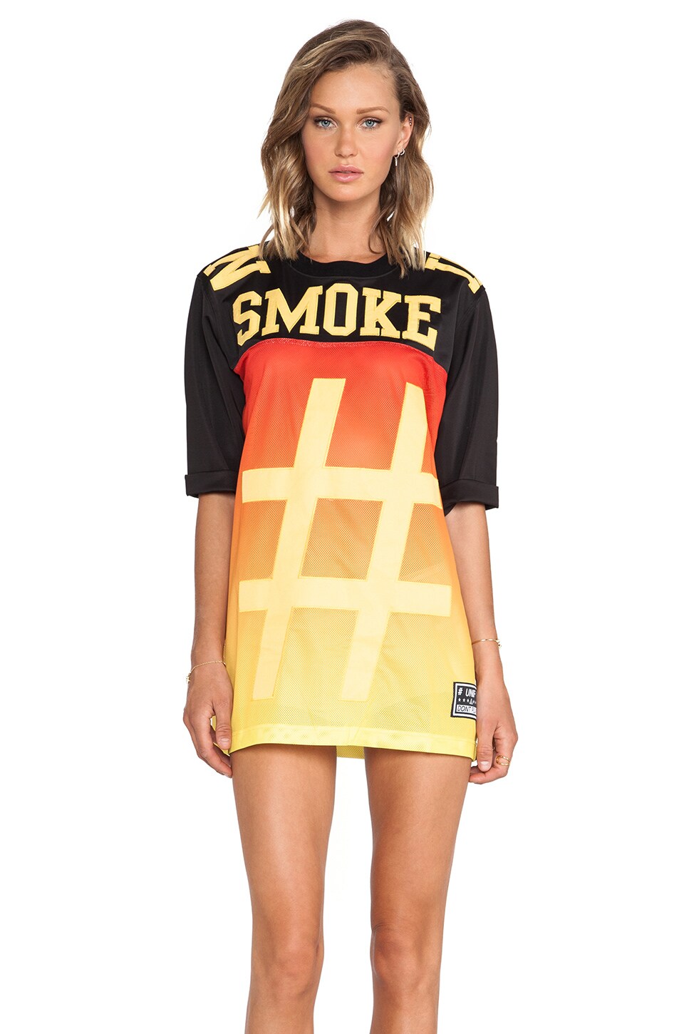 UNIF Hash Jersey Dress in Black & Orange