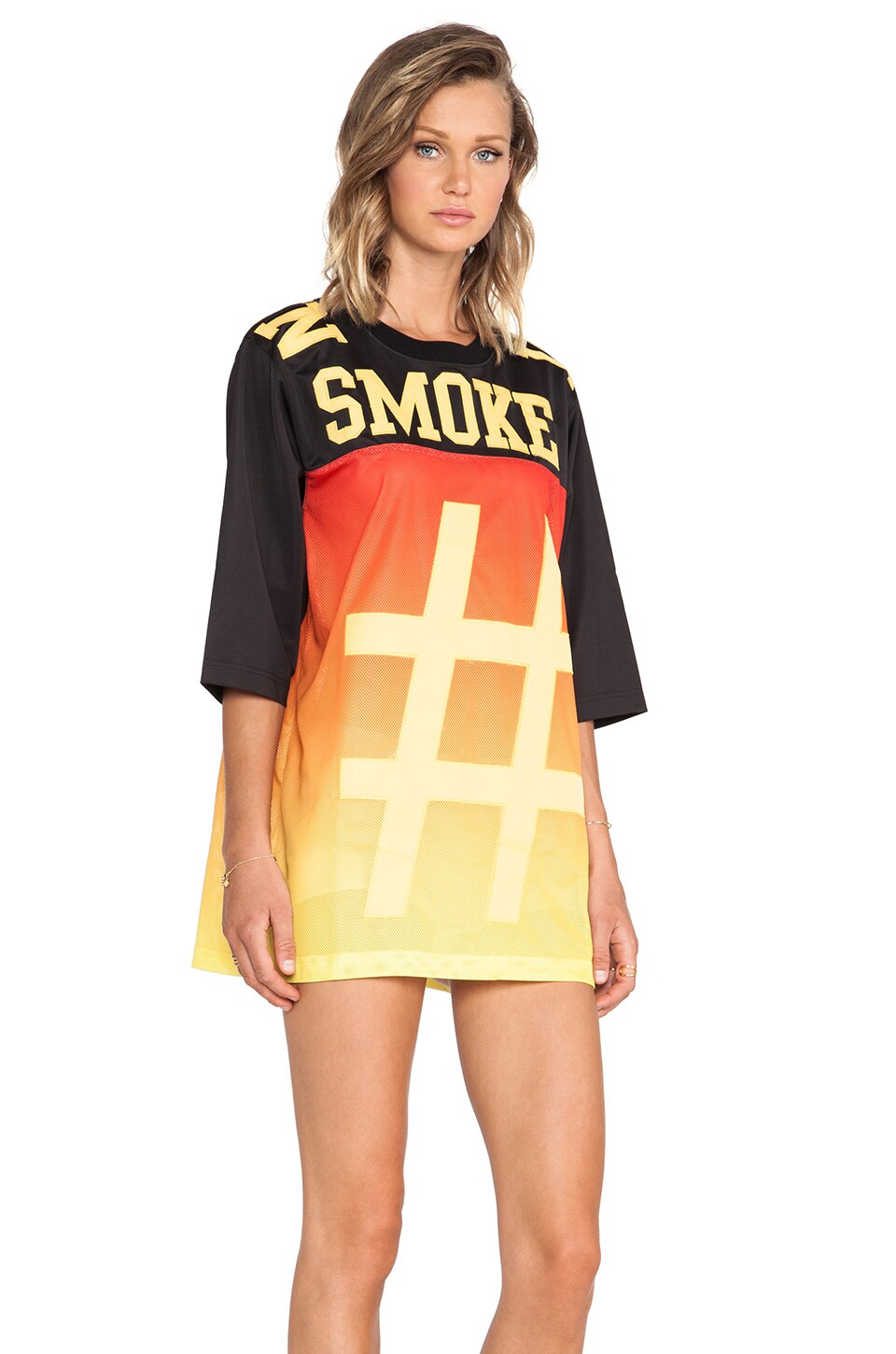 UNIF Hash Jersey Dress in Black & Orange