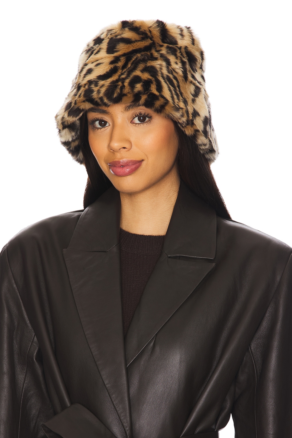 Unreal Fur Yeoman Bucket Hat in Light Leopard | REVOLVE display picture 1