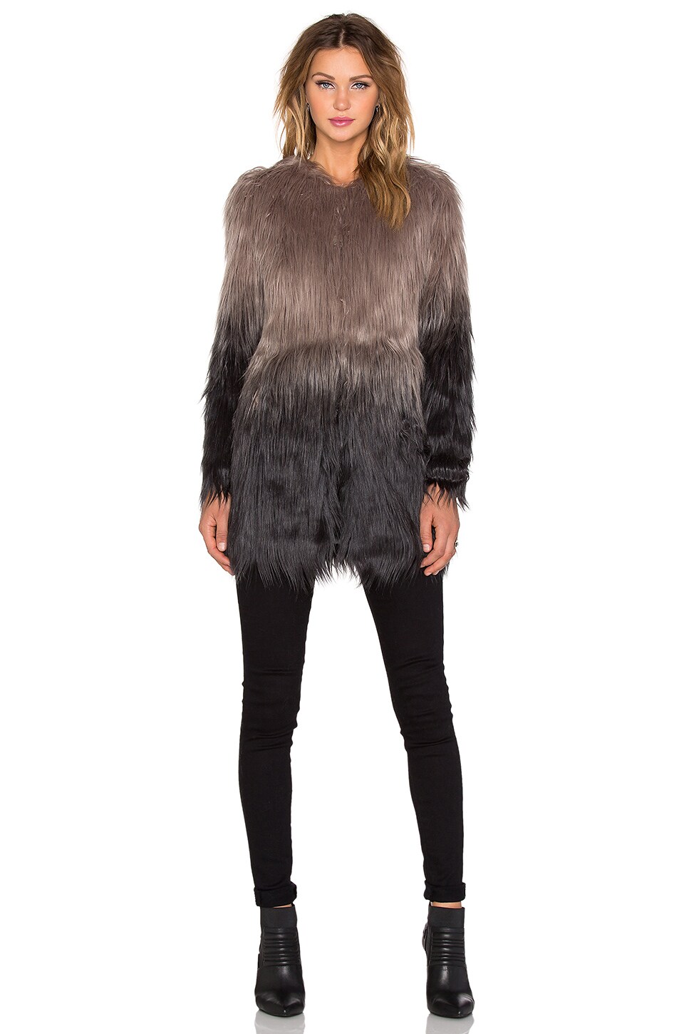 Unreal Fur Wanderlust Faux Fur Coat in Grey Ombre