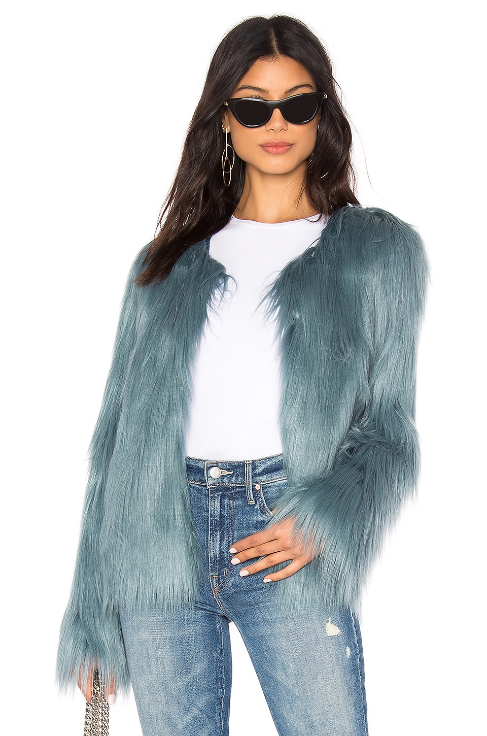 Unreal Fur Unreal Dream Faux Fur Jacket in Teal | REVOLVE