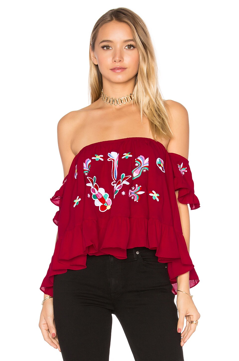burgundy ruffle top