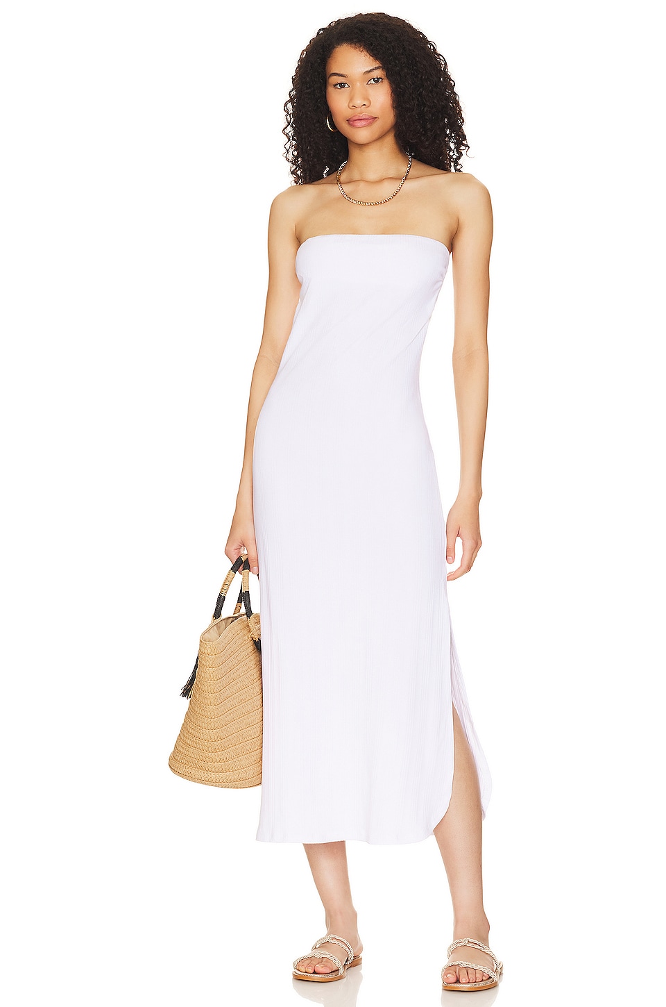 vitamin A Strapless West Dress in White Organic Rib REVOLVE