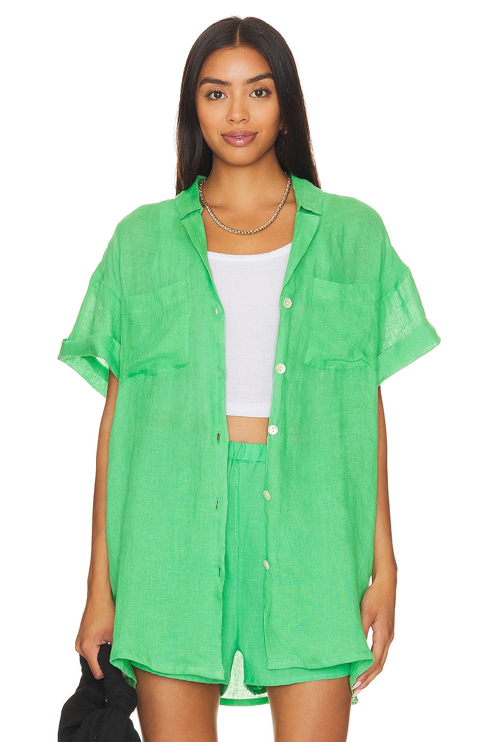 vitamin A Playa Pocket Blouse en Spearmint