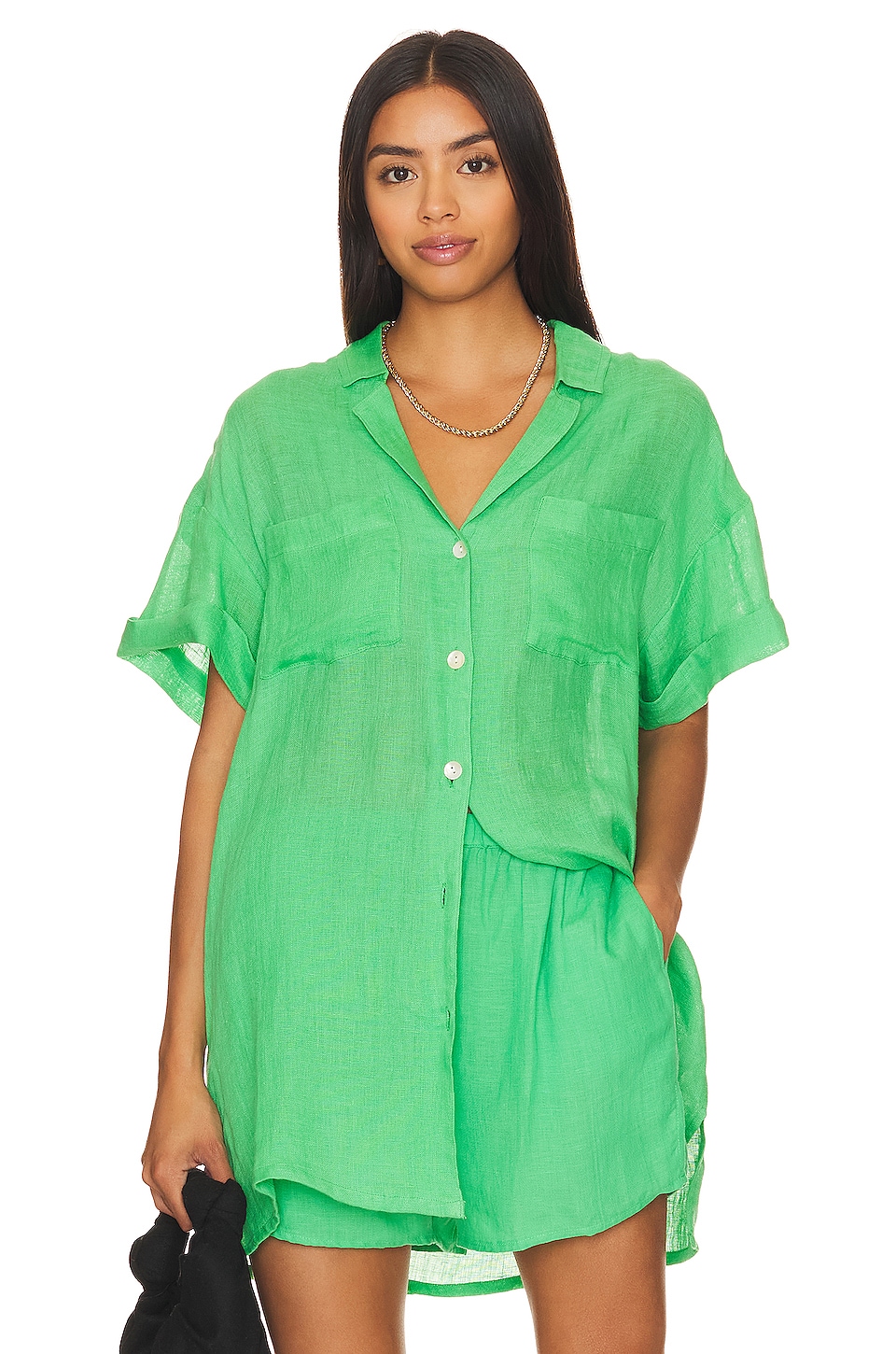 vitamin A Playa Pocket Blouse en Spearmint
