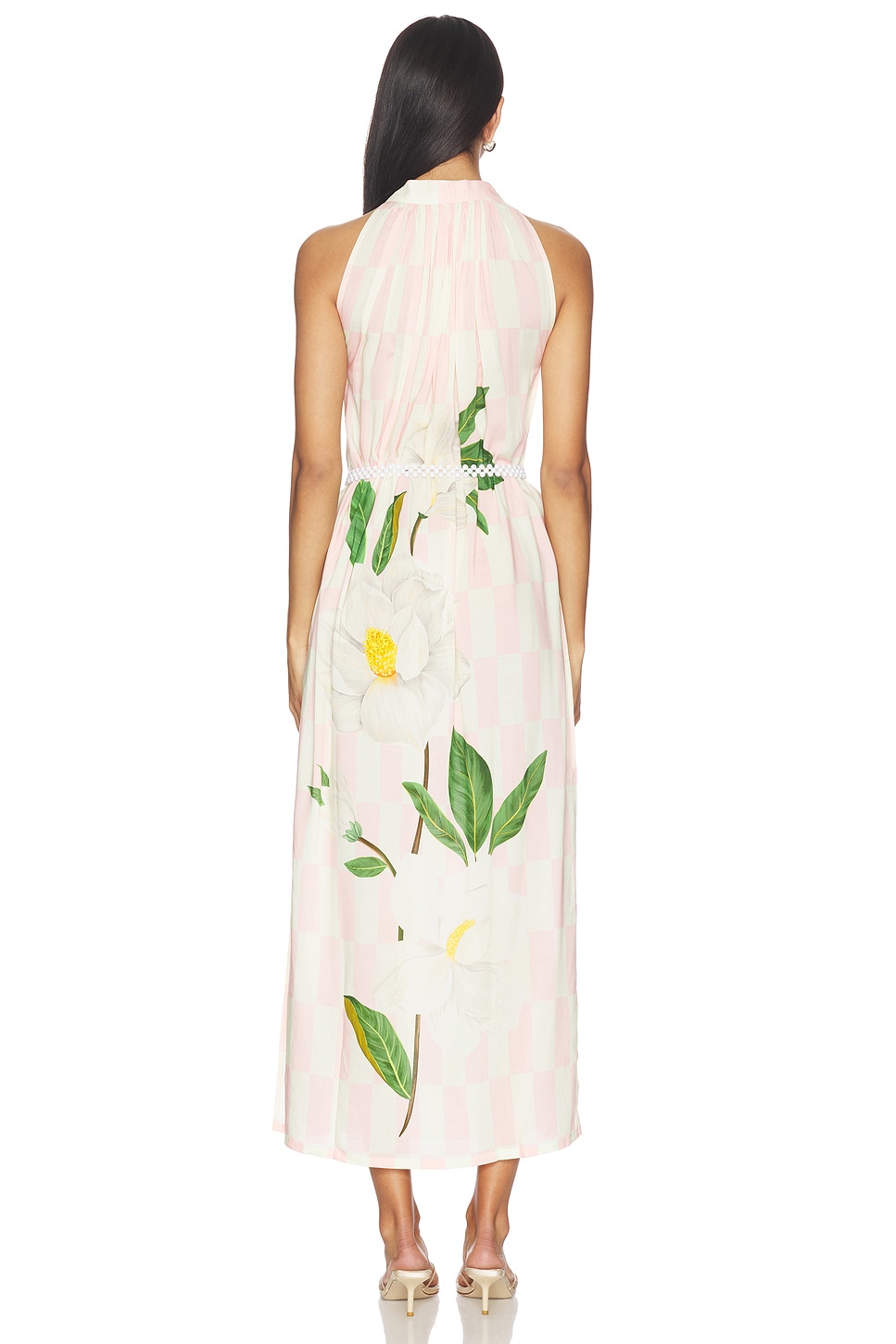 Verandah Sundowner Maxi Dress in Blush & Ivory Magnolia And Checks ...