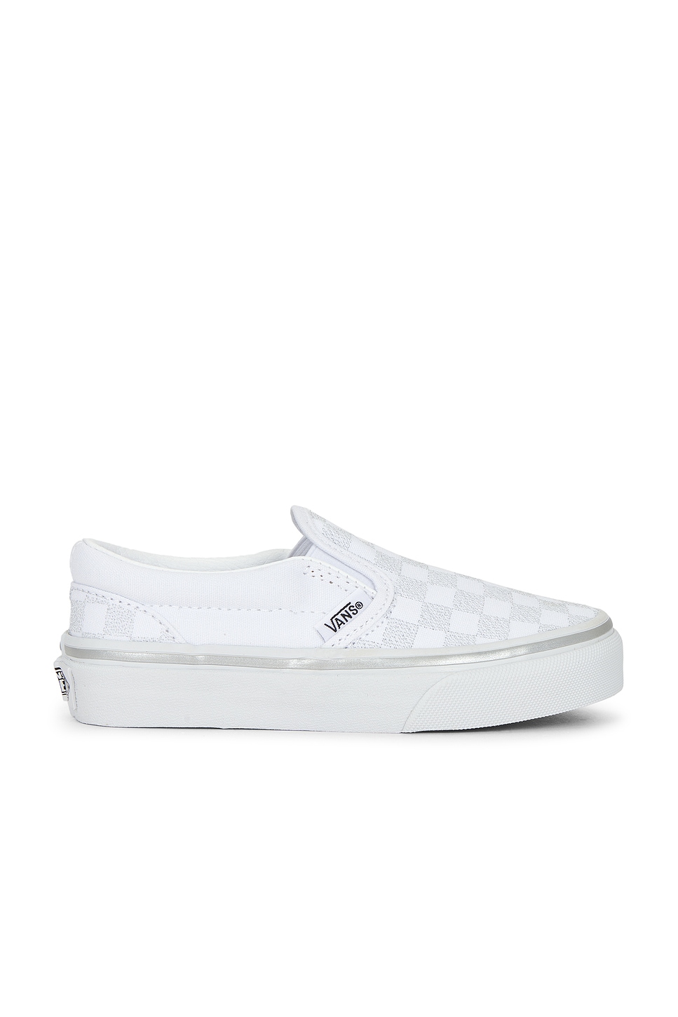 Vans Kids Classic Slip-On in Metallic Checkerboard Silver  display picture 3