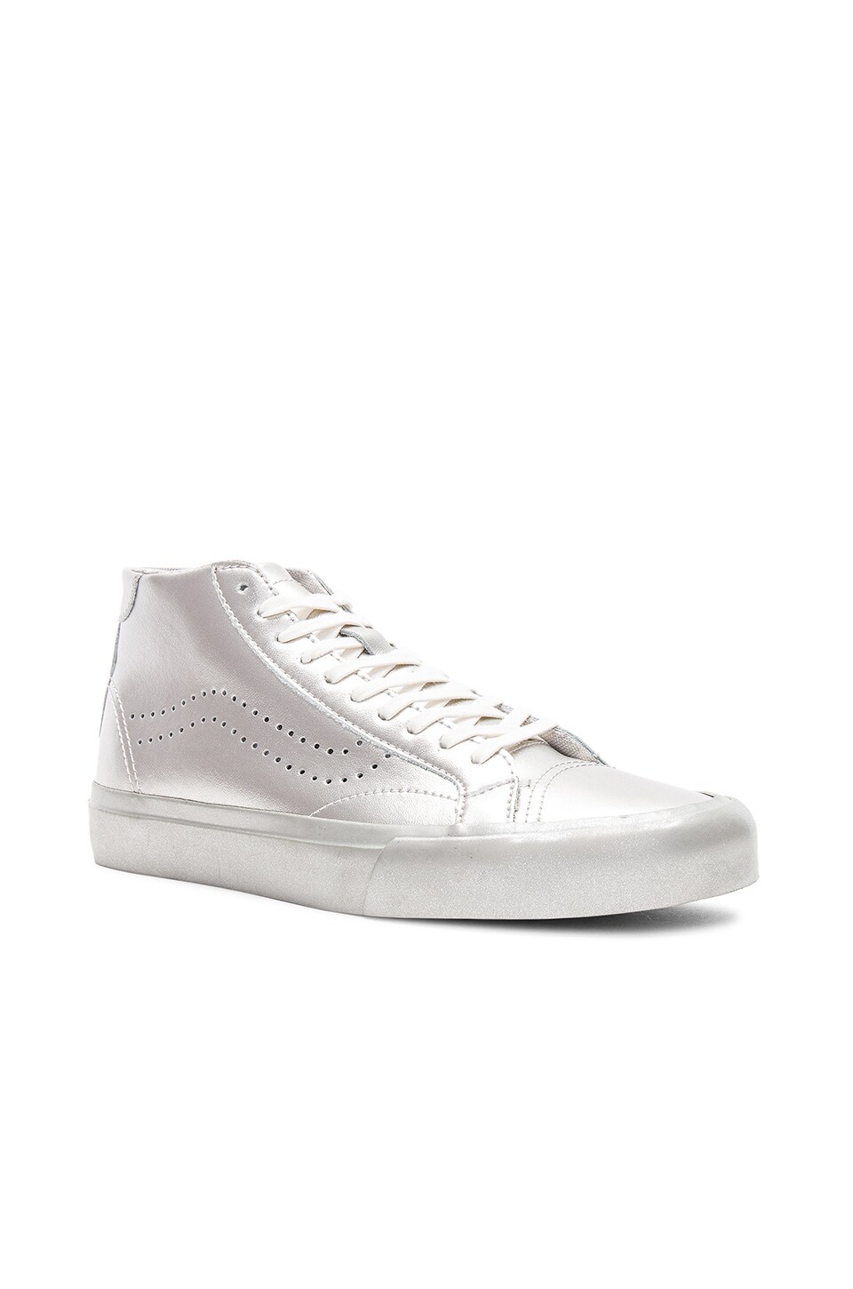 Vans Metallic Sidewall Court Mid Sneaker in Silver