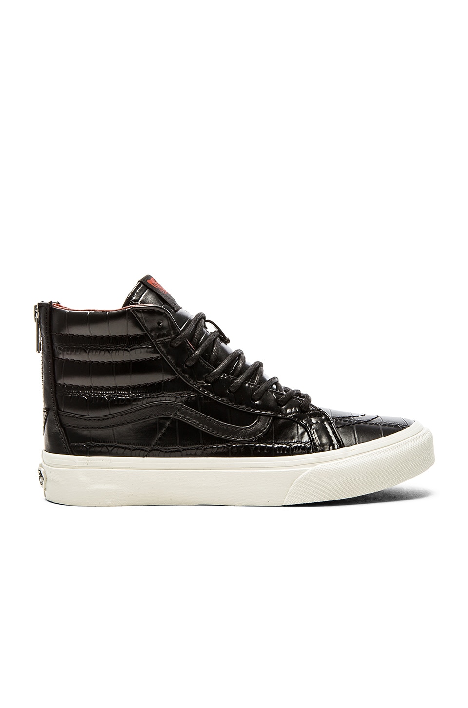 Vans SK8 Hi Slim Zip Croc Leather Sneaker in Black | REVOLVE