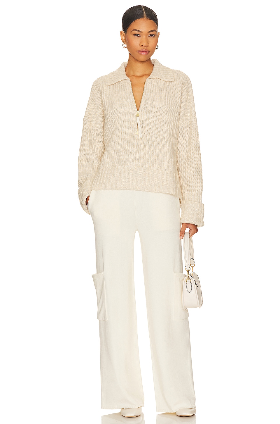Varley Elia Half Zip Knit Pullover in Birch | REVOLVE