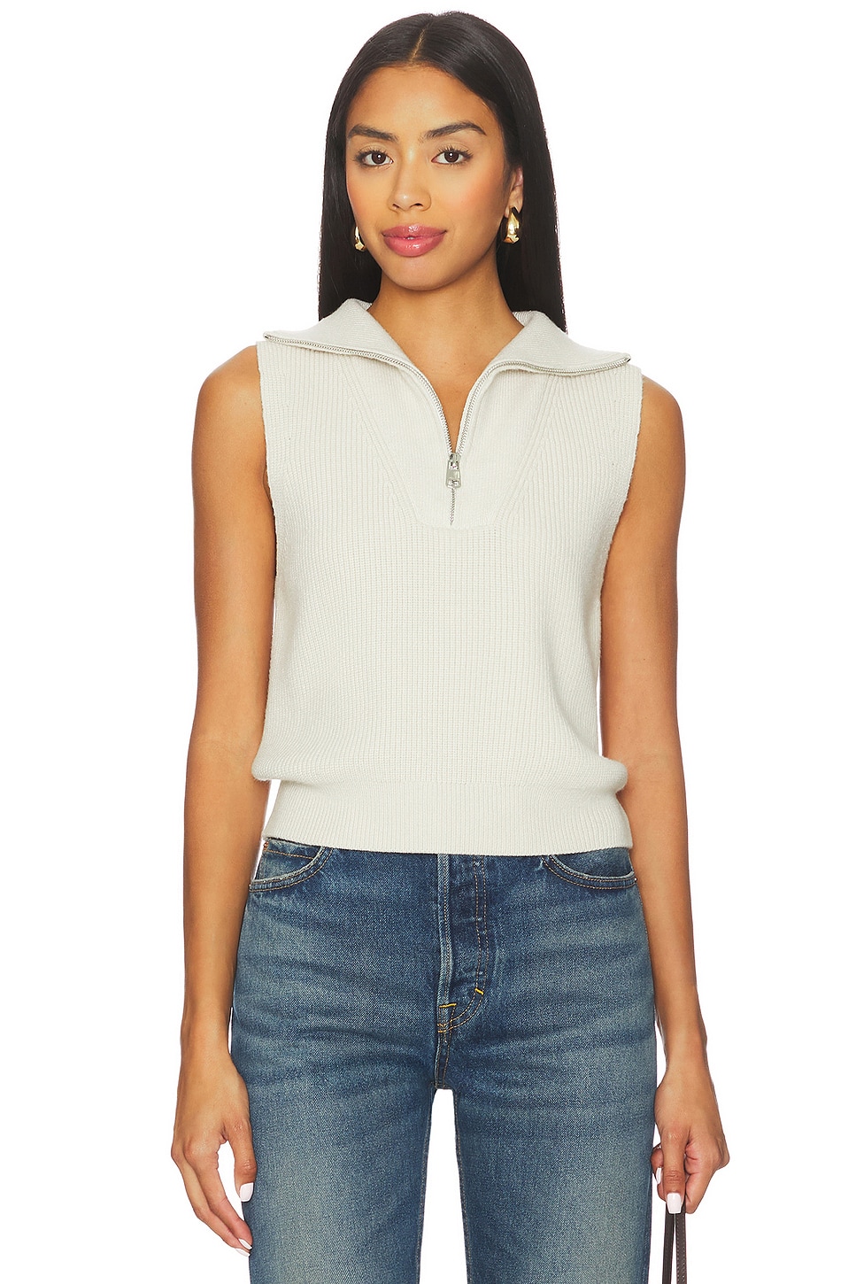 Varley Amina Half Zip Knit in Silver Birch | REVOLVE