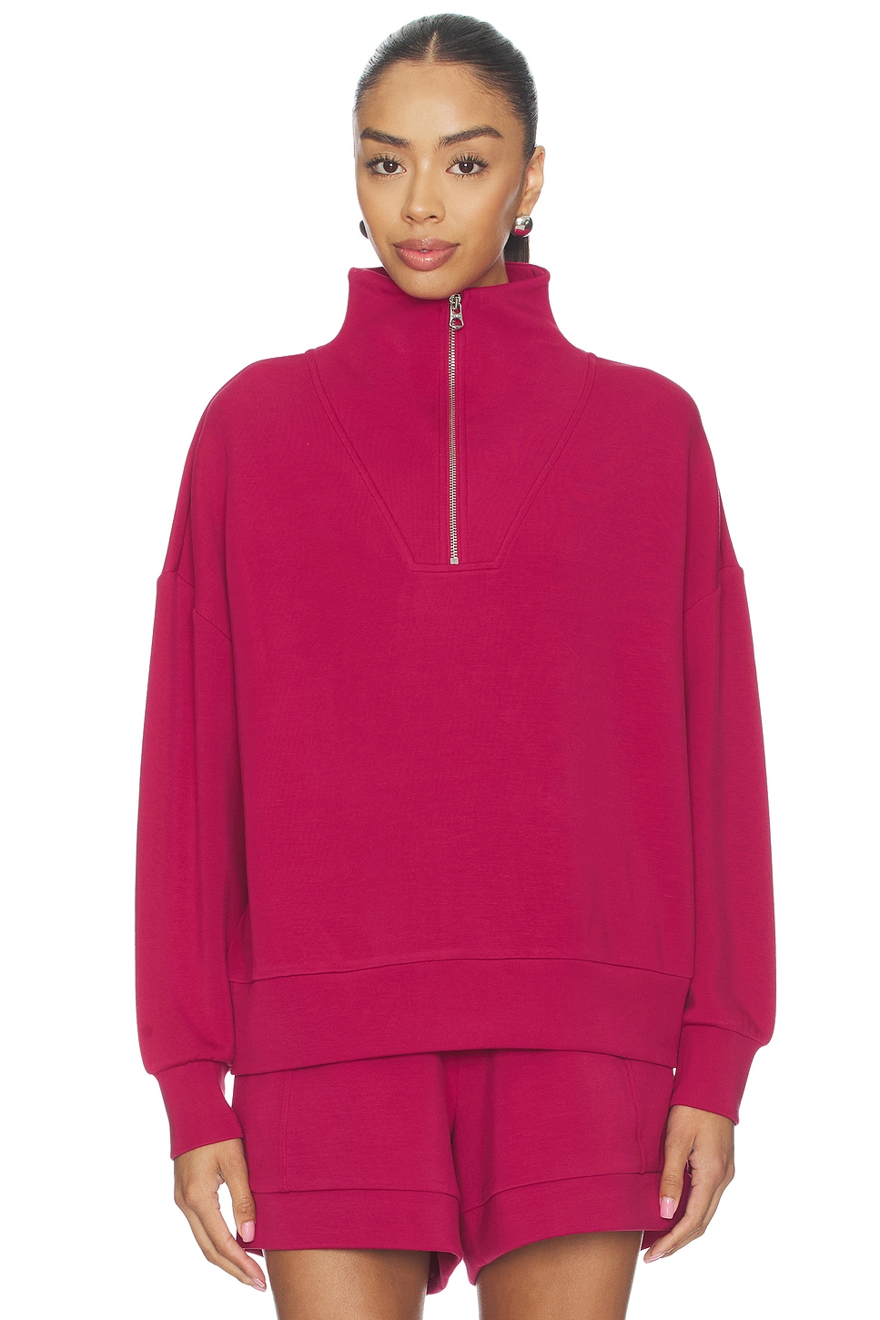 Varley Rich Raspberry Varley Hawley Half Zip Sweater in Rich Raspberry | REVOLVE