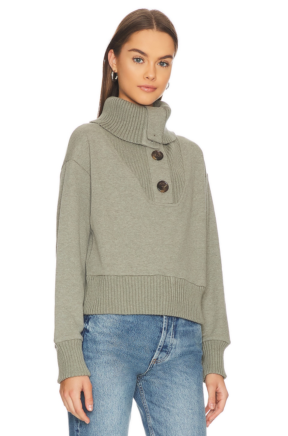 Varley Milan Sweater in Dusky Green Fleck Marl