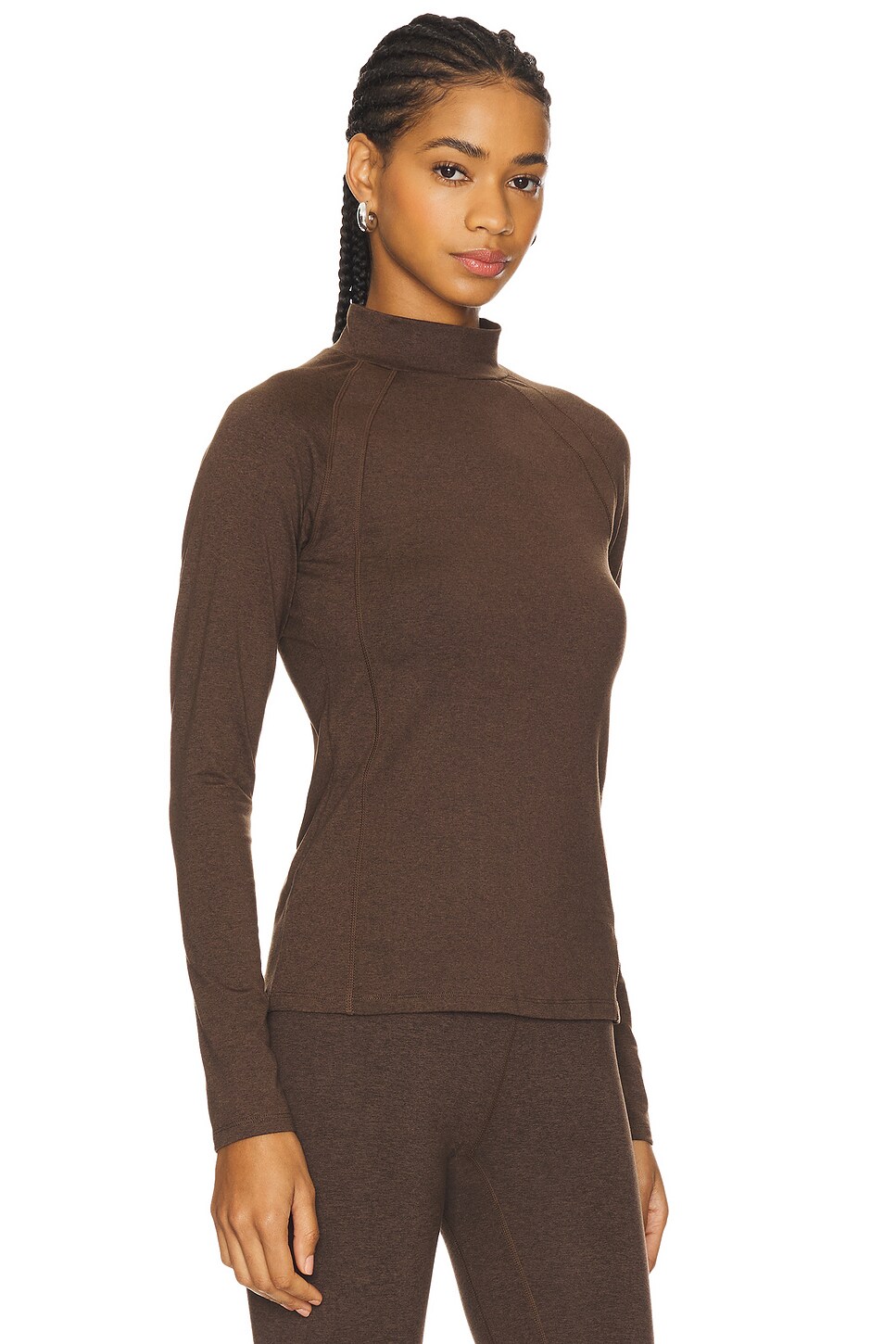 Varley Always Warm Base Layer Top in Deep Chocolate Marl | REVOLVE
