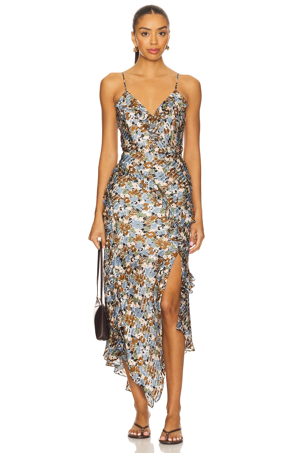 veronica beard formal dresses Veronica Beard Sylviani Floral Midi Dress | Ice Blue Multi main image 0