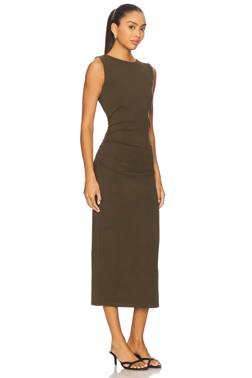 veronica beard charissa ruched midi dress Veronica Beard Charissa Stretch-Cotton Midi Dress | Black
