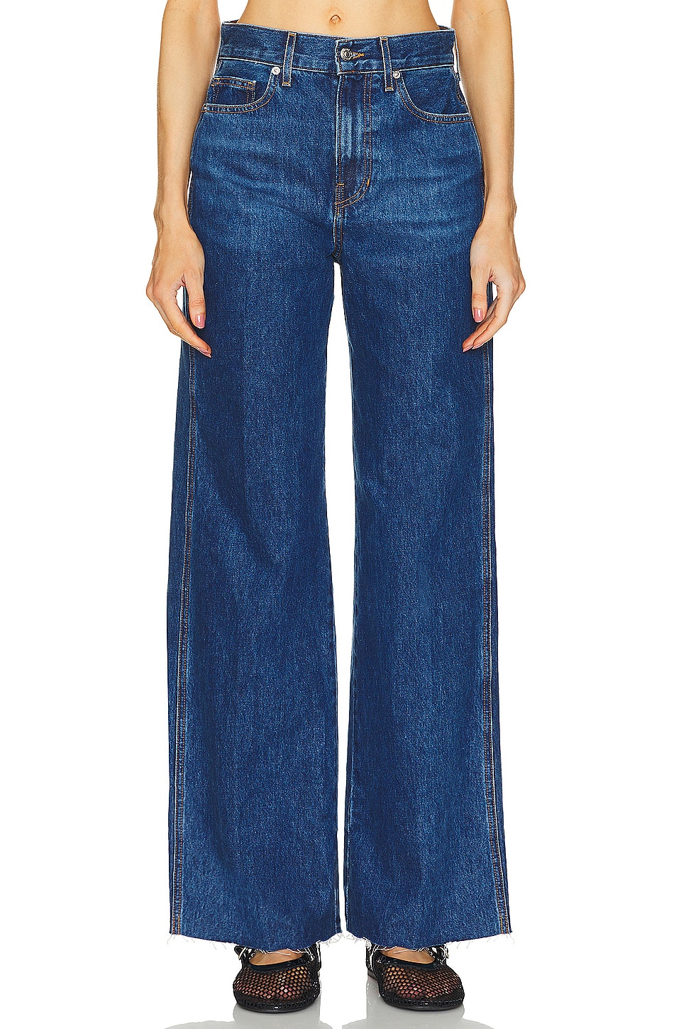 Veronica Beard Taylor High Rise Wide Leg in Stoned Bright Blue 