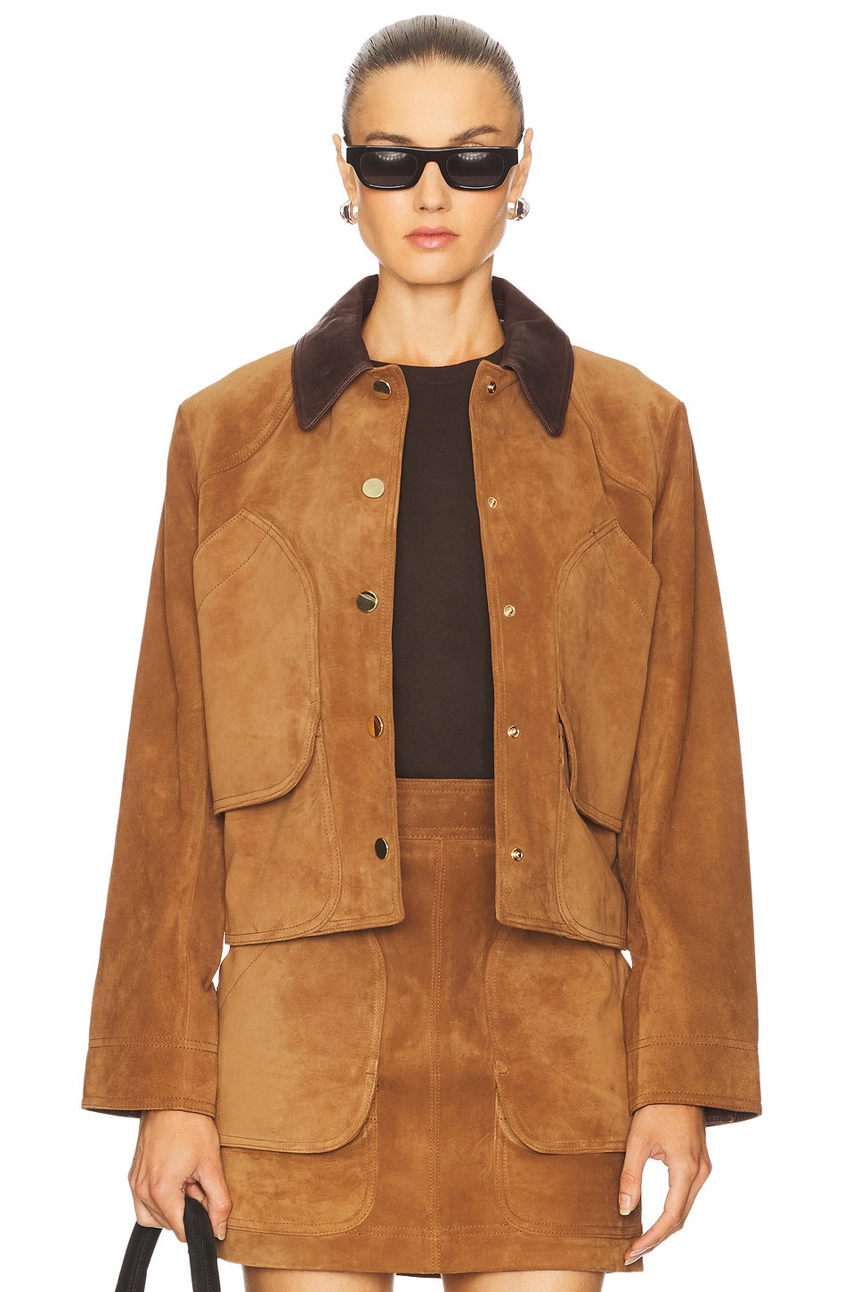 Veronica Beard Walters Cropped Barn Jacket in Whisky REVOLVE