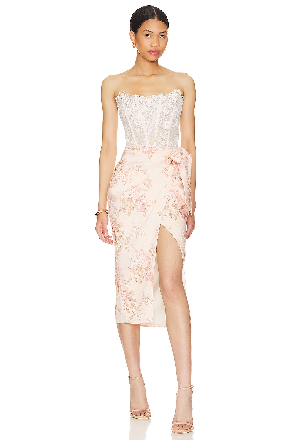 V. Chapman Nicola Dress in Peach Tapestry