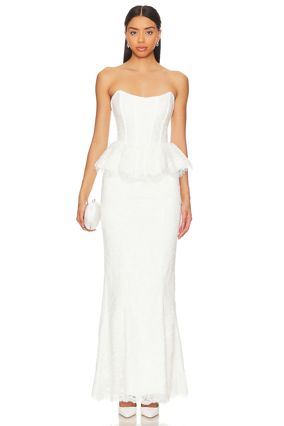 V. Chapman Waverly Corset Gown in White Chantilly Lace REVOLVE