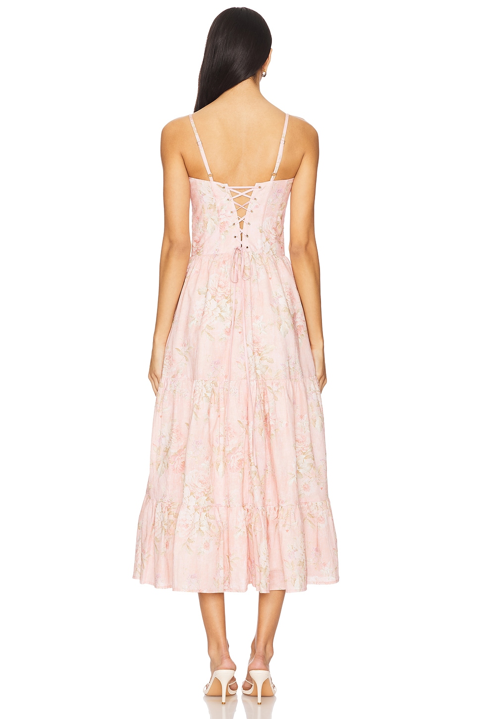 V. Chapman Lorenza Midi Dress in Light Pink Tapestry Rose | REVOLVE