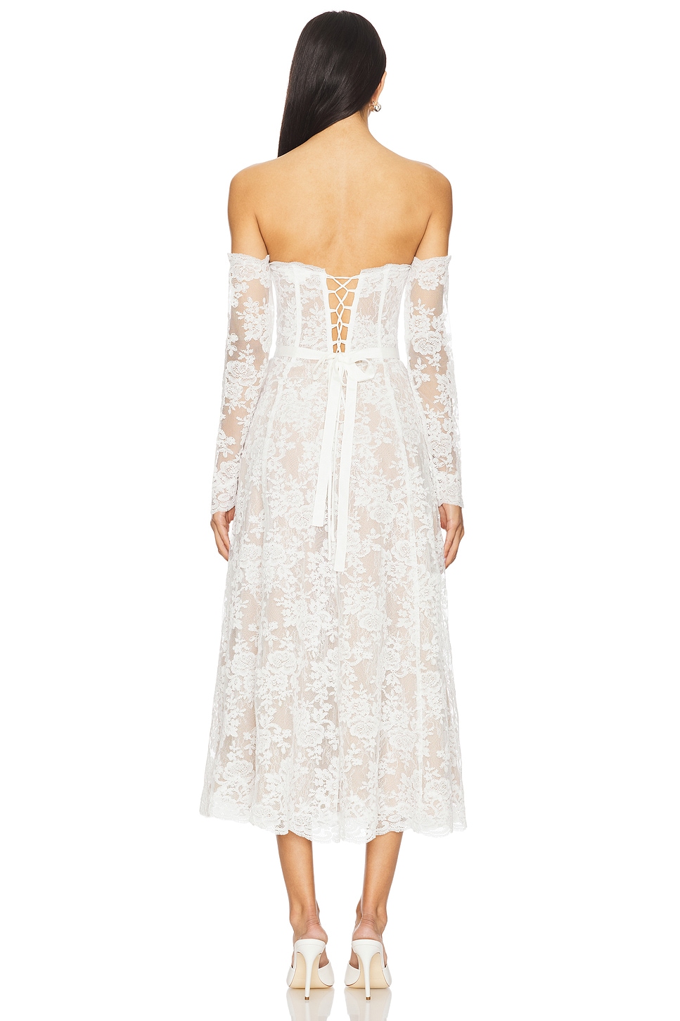 ballroom dress lace White Ballroom Dress | Green Accents | Size 7/8-11/12 main image 0