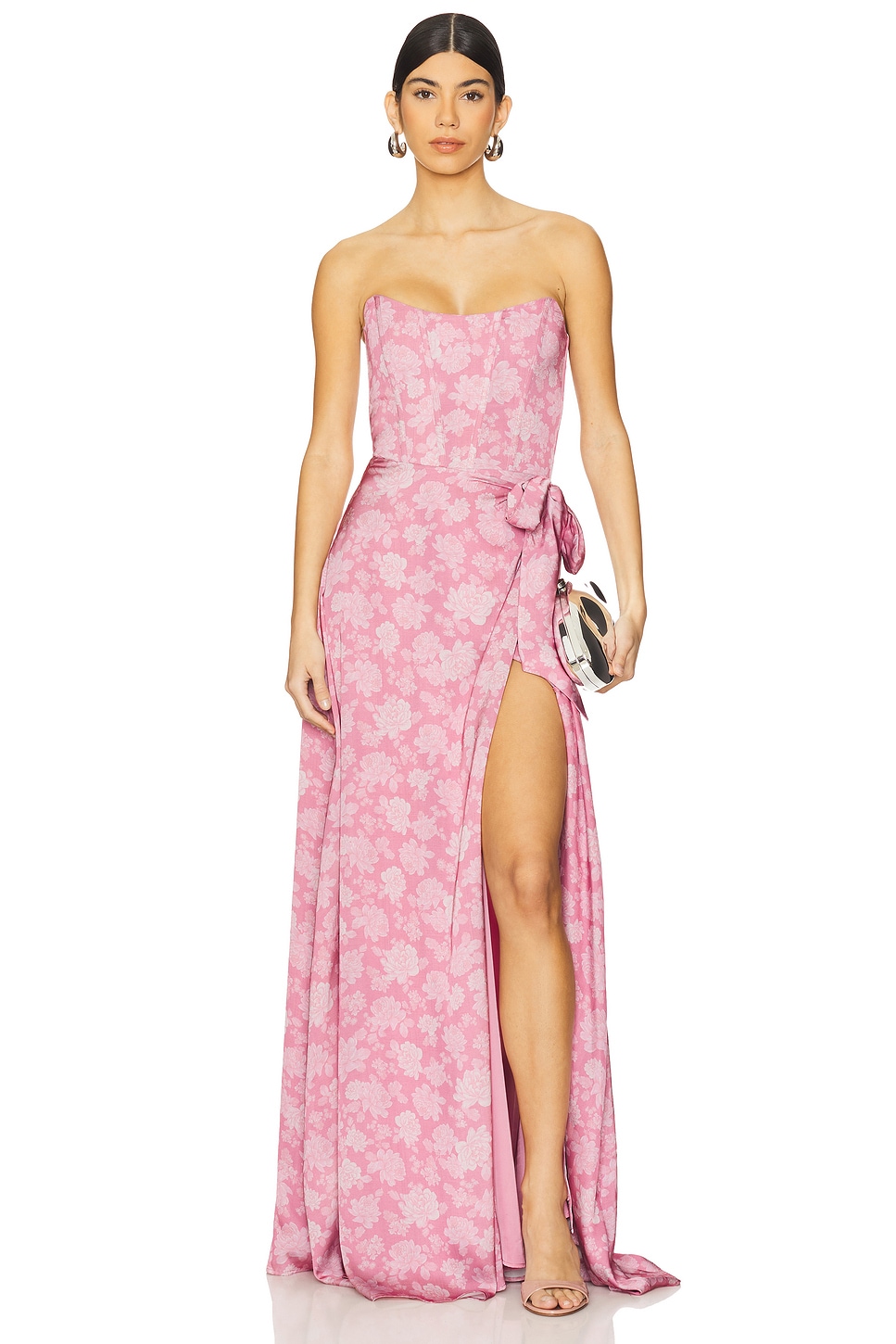 Chapman ROBE CECILIA en Pink Peony Print REVOLVE