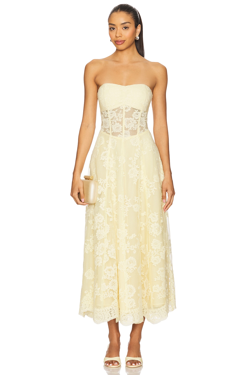 Chapman VESTIDO HAZEL en Transparent Yellow Lace REVOLVE