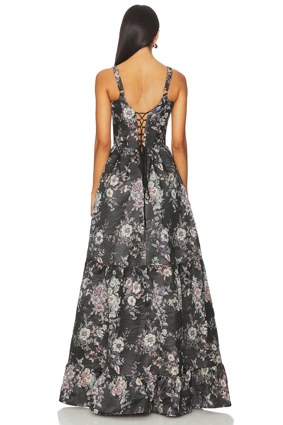 v chapman avery dress black The Avery Dress in Gold Baroque Floral 18 / Gold Baroque Floral main image 0