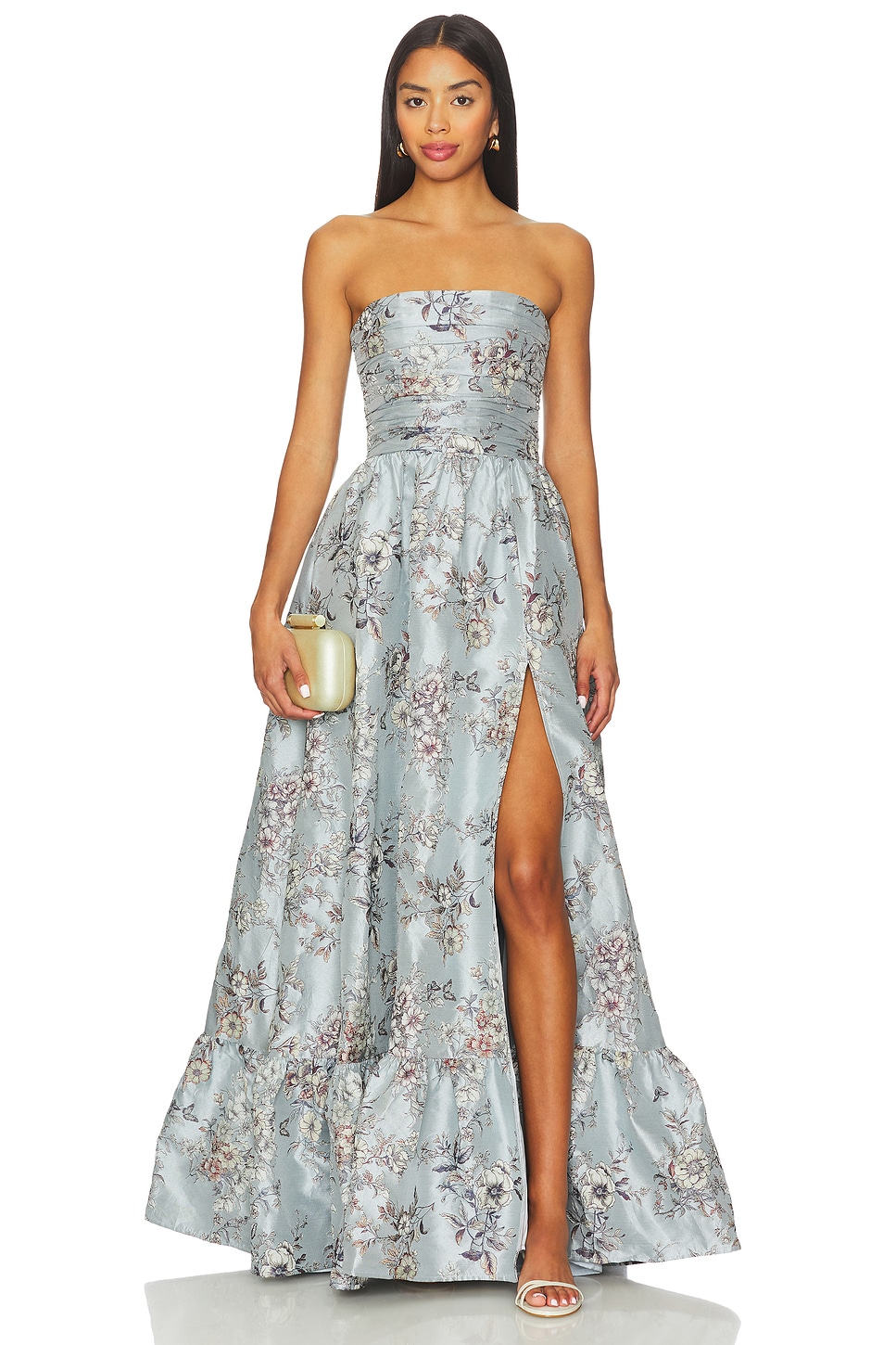 V. Chapman Regina Gown in Light Blue Lilibet Brocade | REVOLVE