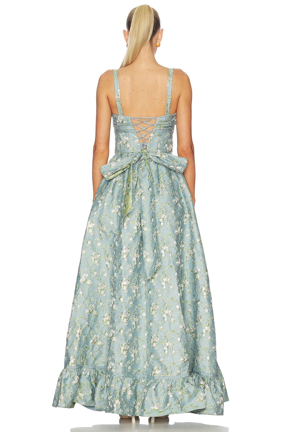 V. Chapman Ava Dress in Slate Blue Cheverny Brocade | REVOLVE