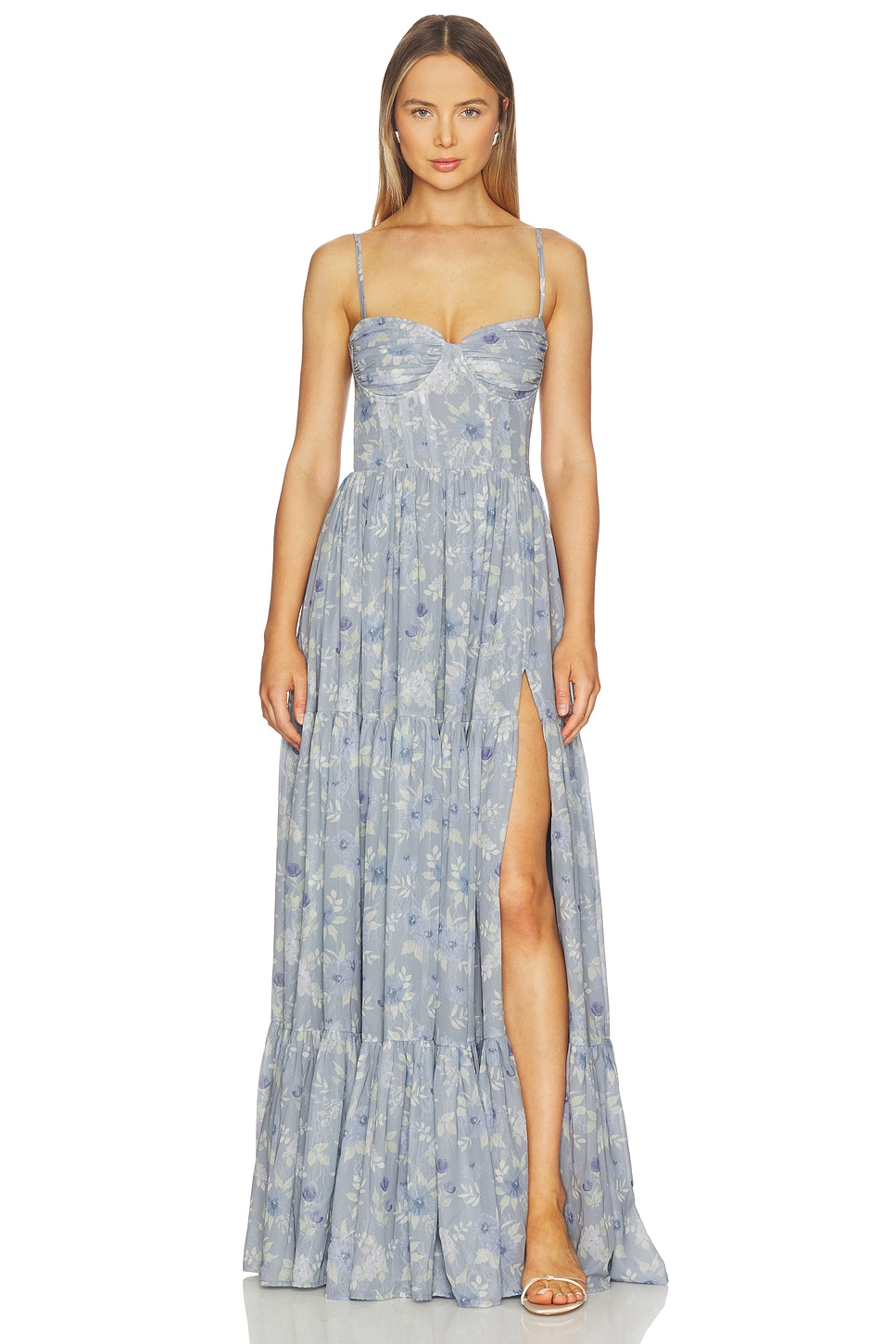 v chapman gwen corset chiffon maxi dress The Gwen Dress in Pink Peony Print 16 / Pink Peony Print