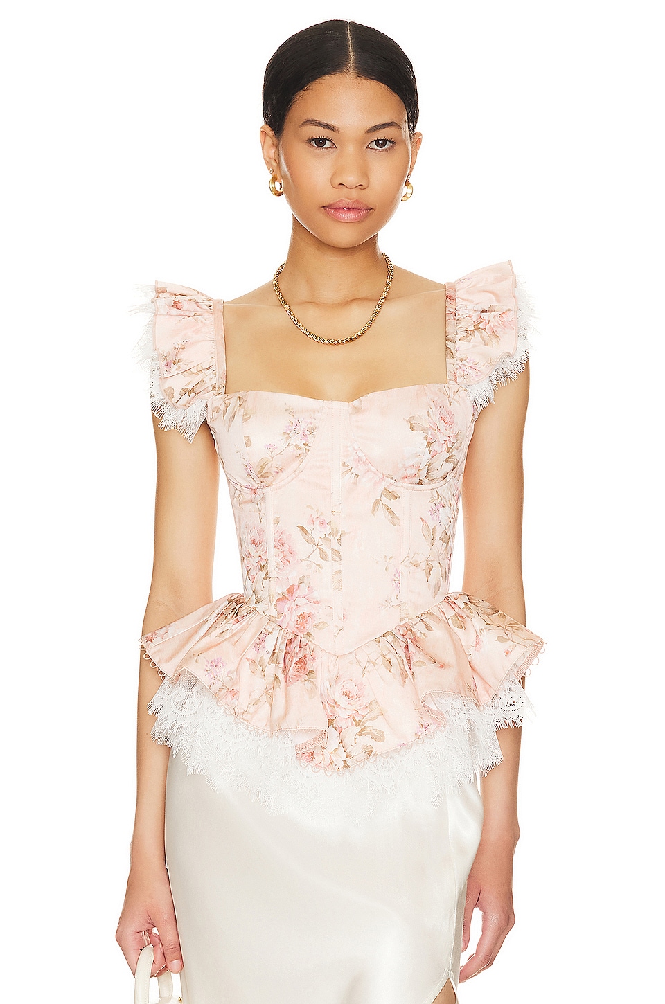 V. Chapman Sorrento Bustier Top in Peach Tapestry