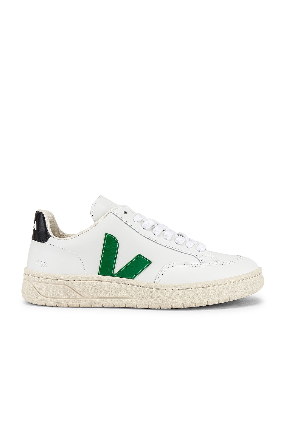 Veja V-12 Sneaker in Extra White & Emeraude & Black | REVOLVE