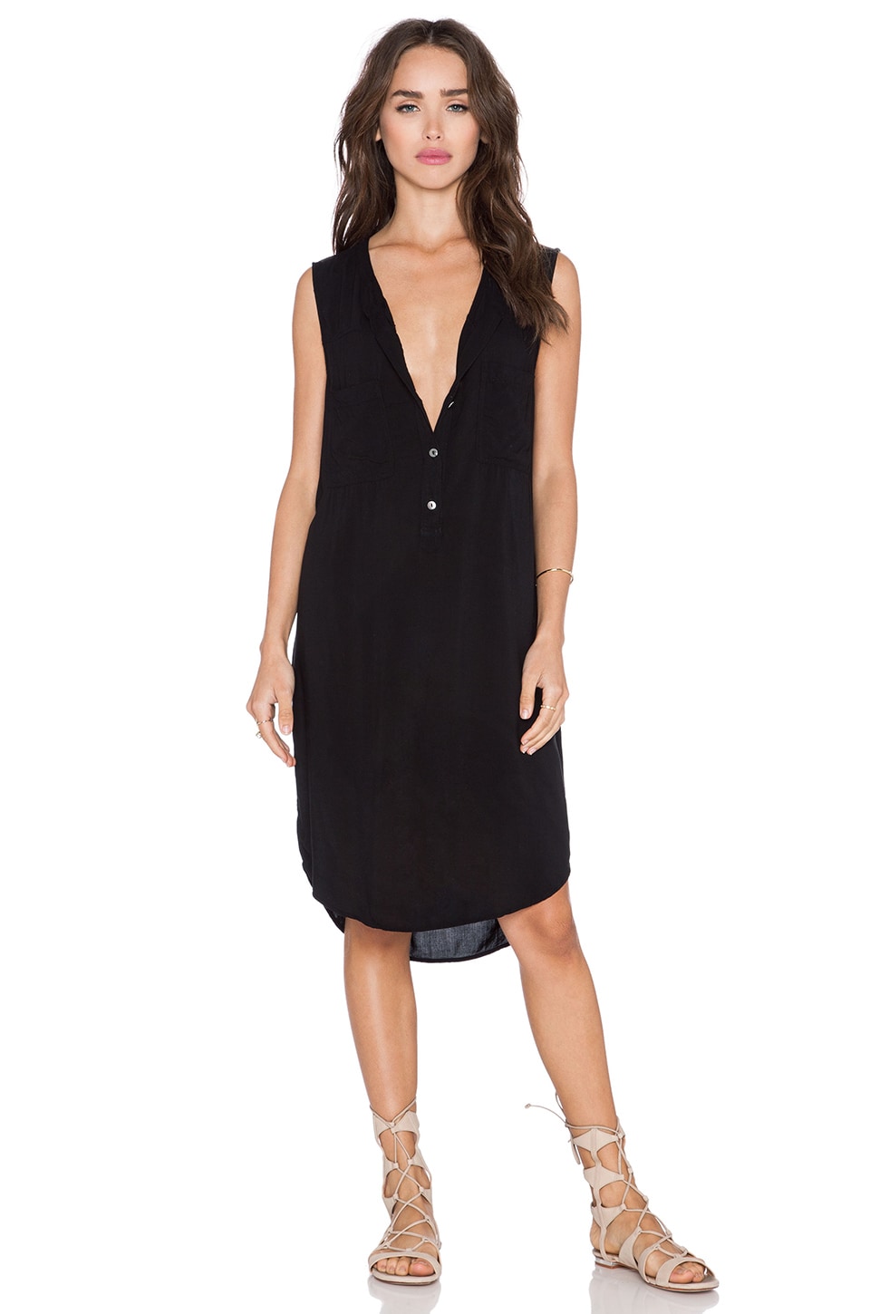 Velvet by Graham & Spencer Eliah Rayon Challis Dress in Black | REVOLVE