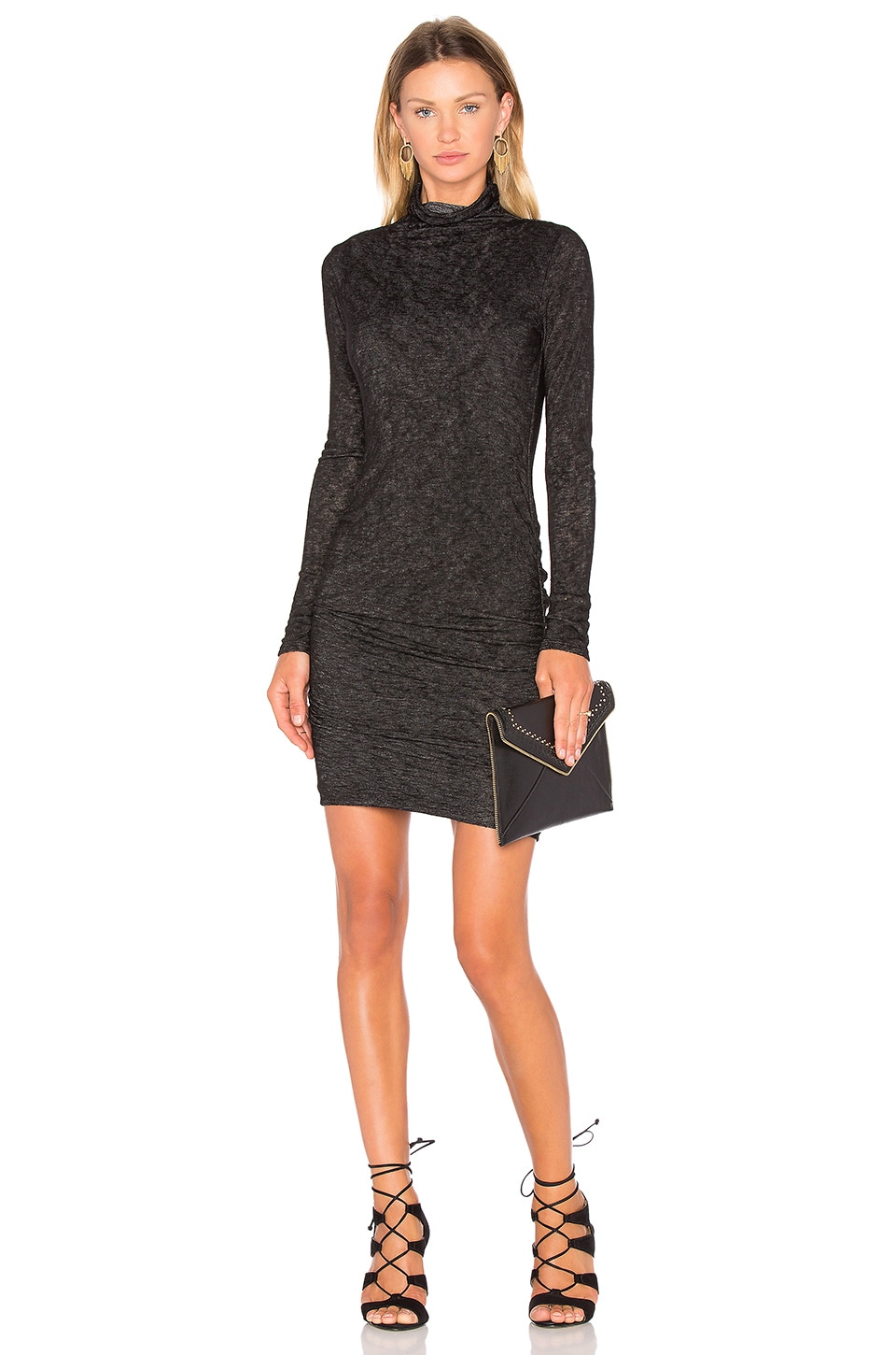 black long sleeve turtleneck mini dress